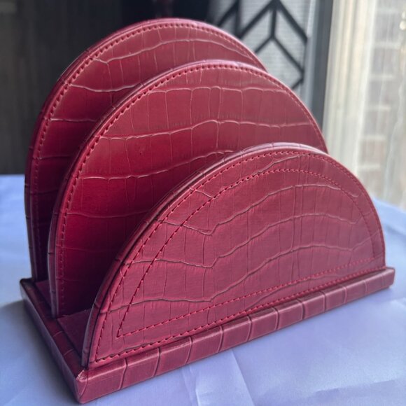 Cherry/Burgundy Leather-like Letter Holder - Picture 1 of 6